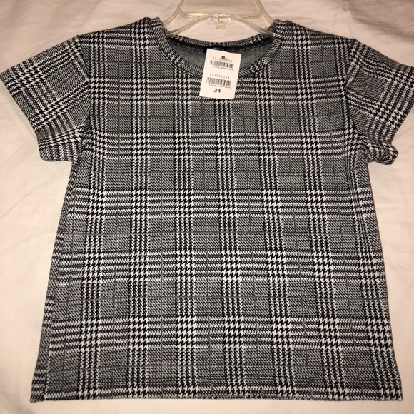 Matching black and white plaid skirt/shirt combo - Picture 2 of 7